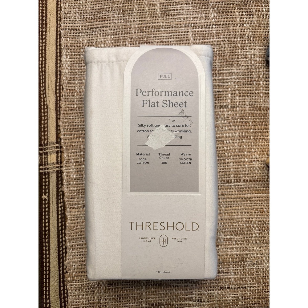 NWT • Threshold Performance Flat Size FULL Sheet • 100% Cotton • Sour Cream